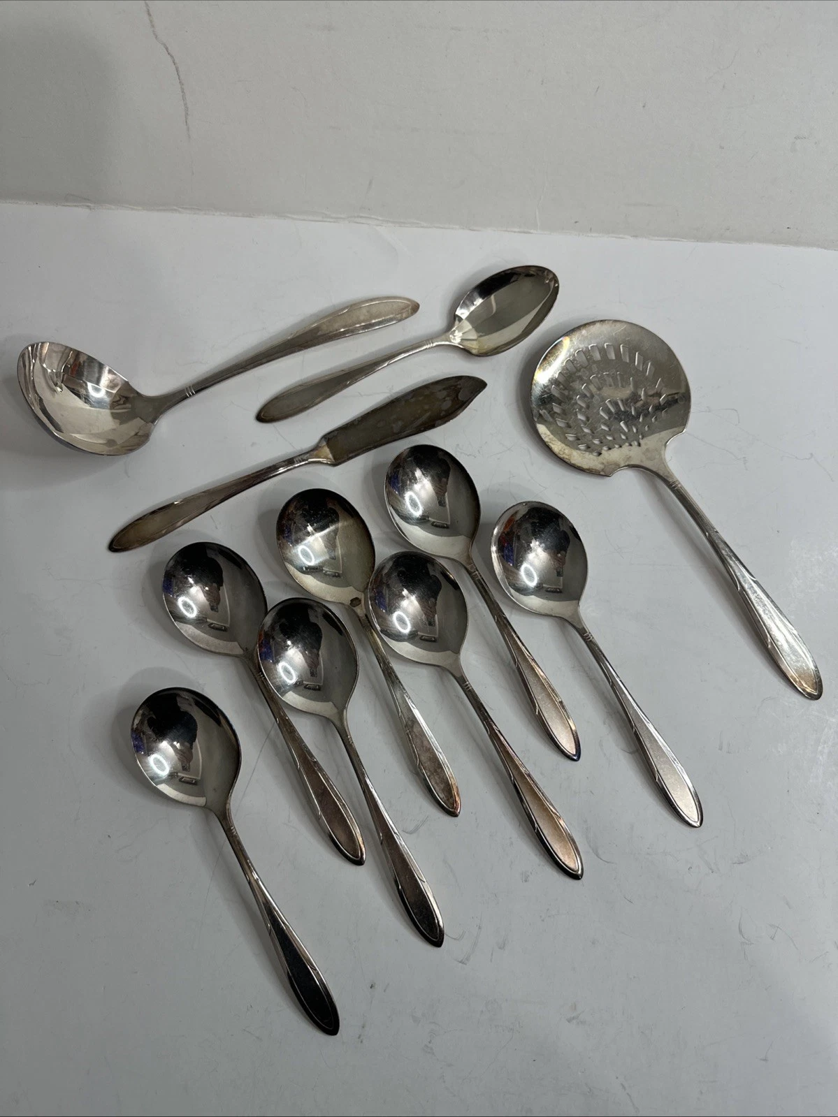 Vintage Nobility Plate Silverplate Serving & Soup Spoons Lot 11 Pcs