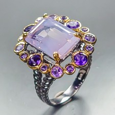 GEM 7 ct+ Natural Lavender Quartz Ring 925 Sterling Silver Size 7.75 /R462882
