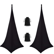 DJ Speaker Stand Tripod Cover Skirt - 2 Pack 360   Coverage Black