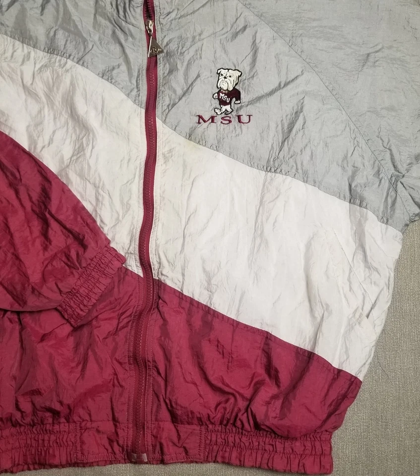 Vintage Mississippi State Bulldogs Jacket Red Oak Sportswear Windbreaker Sz XL - Image 2 of 4