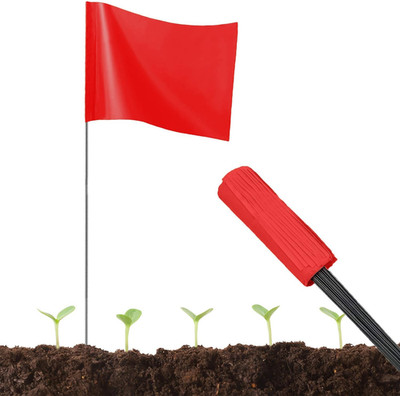 50Pack Red Marking Flags,  15X4X5 Inch Marker Flags Use for Yard & Lawn, Boundar