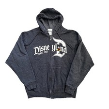 Disney Parks Disneyland Mickey Mouse Hooded Zip Sweatshirt L Grey Heather
