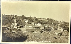 Oriskany Falls NY RPPC Ariel View Real Photo Church RP Oneida Co Ontario Coal