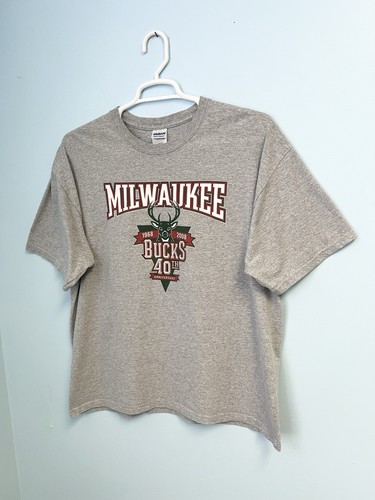 Vintage Y2K 2008 NBA Milwaukee Bucks 40th Anniversary Promo Tee T Shirt XL Gray - Picture 4 of 17