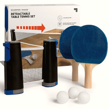 Sharper Image 7-Piece Retractable Tabletop Tennis Game Set Play Almost Anywhere