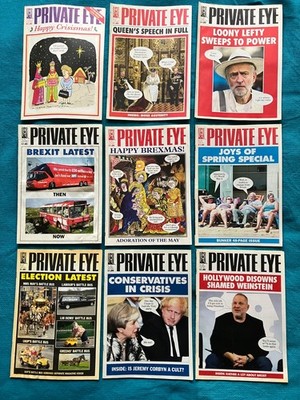 9 Private Eye Magazines - selection from 2011 to 2017