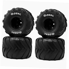 OGRC 1.0 RC Monster Truck Wheel Rim Tires Set for FCX24 SCX24 C10 JLU Black