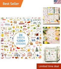 Planner Stickers 24 Page, 1000 Stickers, Multicolor, Paper, Vintage Style, H...