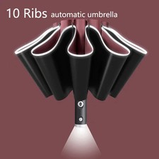 Automatic Folding Umbrella UV Protection LED Flashlight Reflective Large