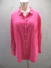 Charter Club Size L Womens Pink 100% Linen Long Sleeve Comfy Button Up Shirt 457