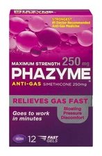 Phazyme Maximum Strength Anti-Gas Medication Simethicone Softgels 250 mg 12 Ct