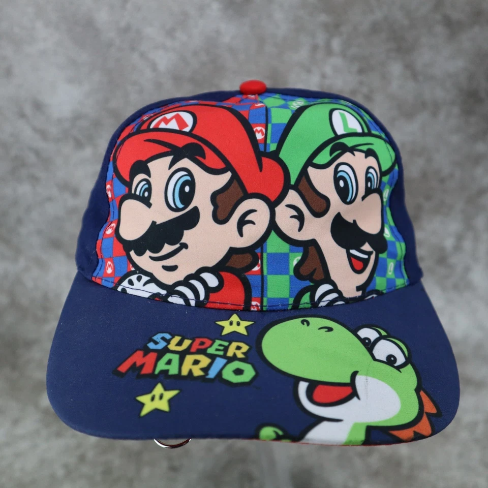 Gorra Nintendo Super Mario Bros Luigi Yoshi Azul Niños Correa Ajustable Foto 2 de 4