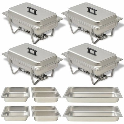 Set of 2 3 4 Chafing Dish Set Edelstahl Buffet Speisewärmer Warmhaltebehälter