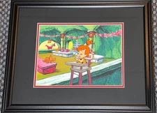 1960s FLINTSTONES PRODUCTION ANIMATION CEL OF PEBBLES FRAMED WITH COA 1962
