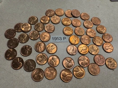 1953-P Lincoln Wheat Cent ROLL ~ Full 50 Coin UNCIRCULATED RED