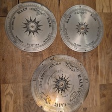 Antique Banjo Barometer Dials 8 & 9.75" Brass Silvered Engraved Spare Parts A1