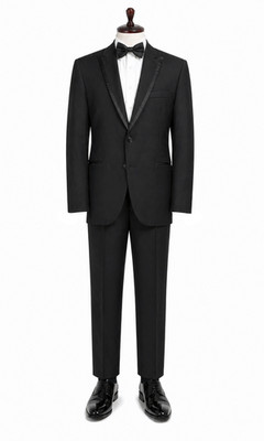 Men s Calvin Klein Black Tuxedo Jacket with Pants Two Button Peak Lapel 41R 35W