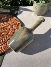 Ceramic Bottle - Port Wine - Green Brown Glaze - French - Les Vernes