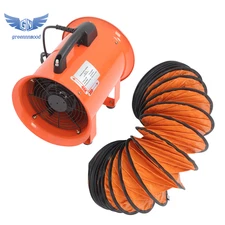 8" Utility Blower Fan 900CFM Industrial Portable Exhaust Fan w/16.4Ft Duct Hose