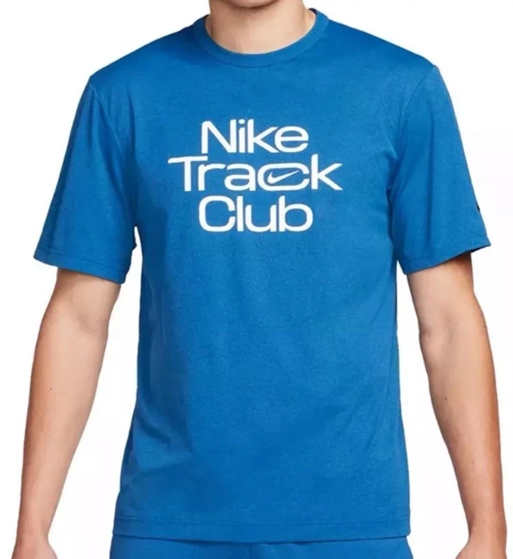 New Nike Track Club UV Dri-Fit Running Short Sleeve Blue Shirt sz 2XL FB5512-476