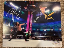 Roman Reigns AND Logan Paul Signed 16x20 WWE Crown Jewel 2022 Fanatics WWEShop