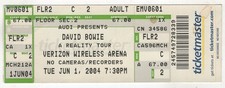 David Bowie Ticket Stub - A Reality Tour (June 1, 2004 - Manchester, NH)
