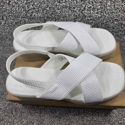 IDIFU Sandals Womens Size 10 White Slingback Wedge Platform Strappy Comfort
