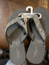 Capelli New York Silver Sparkle Flip Flop Size 9 Womens Read
