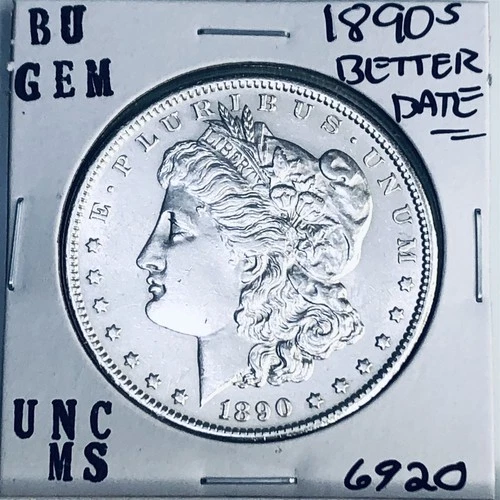 1890 S BU GEM MORGAN SILVER DOLLAR UNC MS+++ U.S. MINT RARE COIN 6920