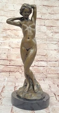 Art Deco Nude Girl Bronze Sculpture by Mavchi Signed Figurine Modern Museum