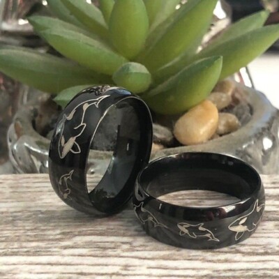 Orca Ring, His & Hers Titanium Wedding Ring, Personalize Titanium Wedding Band