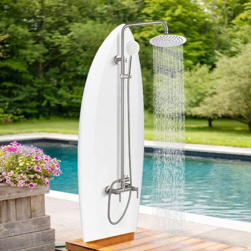 High Pressure Wall Mount Shower System with Adjustable Handheld Hose and Faucet - Picture 10 of 11