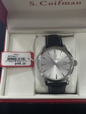 NEW IN BOX S. Coifman SC0467 Silver Dial 44mm Quartz Watch MSRP
