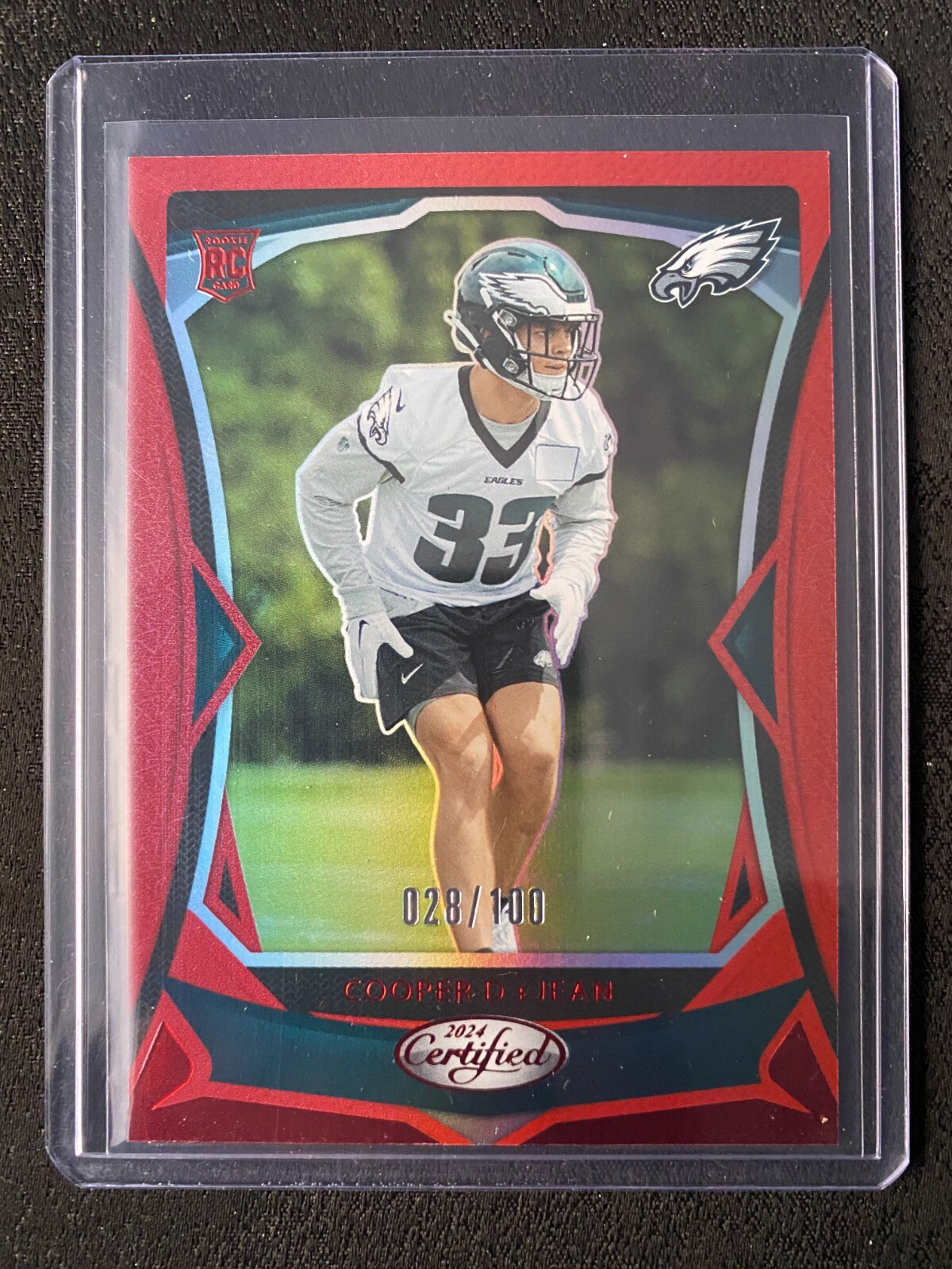 2024 Certified Mirror Red #131 Cooper DeJean RC Rookie 028/100 EAGLES