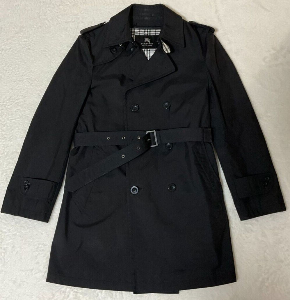 Burberry Black Label Men's Trench Coat w/Liner Black Polyester 100