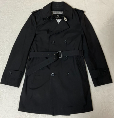 ジャケット・アウター Burberry Black Label Mens Trench Coat Burberry Black Label Men's Trench Coat w/Liner Black Polyester 100