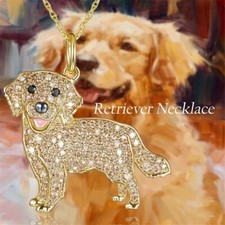 NEW Golden Retriever Dog Crystal Necklace Pendant - Perfect Gift