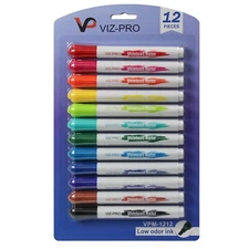 VIZ-PRO Dry Erase Markers, Chisel Tip Whiteboard Pens, Assorted Colors