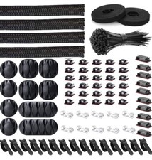 181pcs Cable Management Kits, 100 Fastening Cable Ties with 4 Wire Organizer...