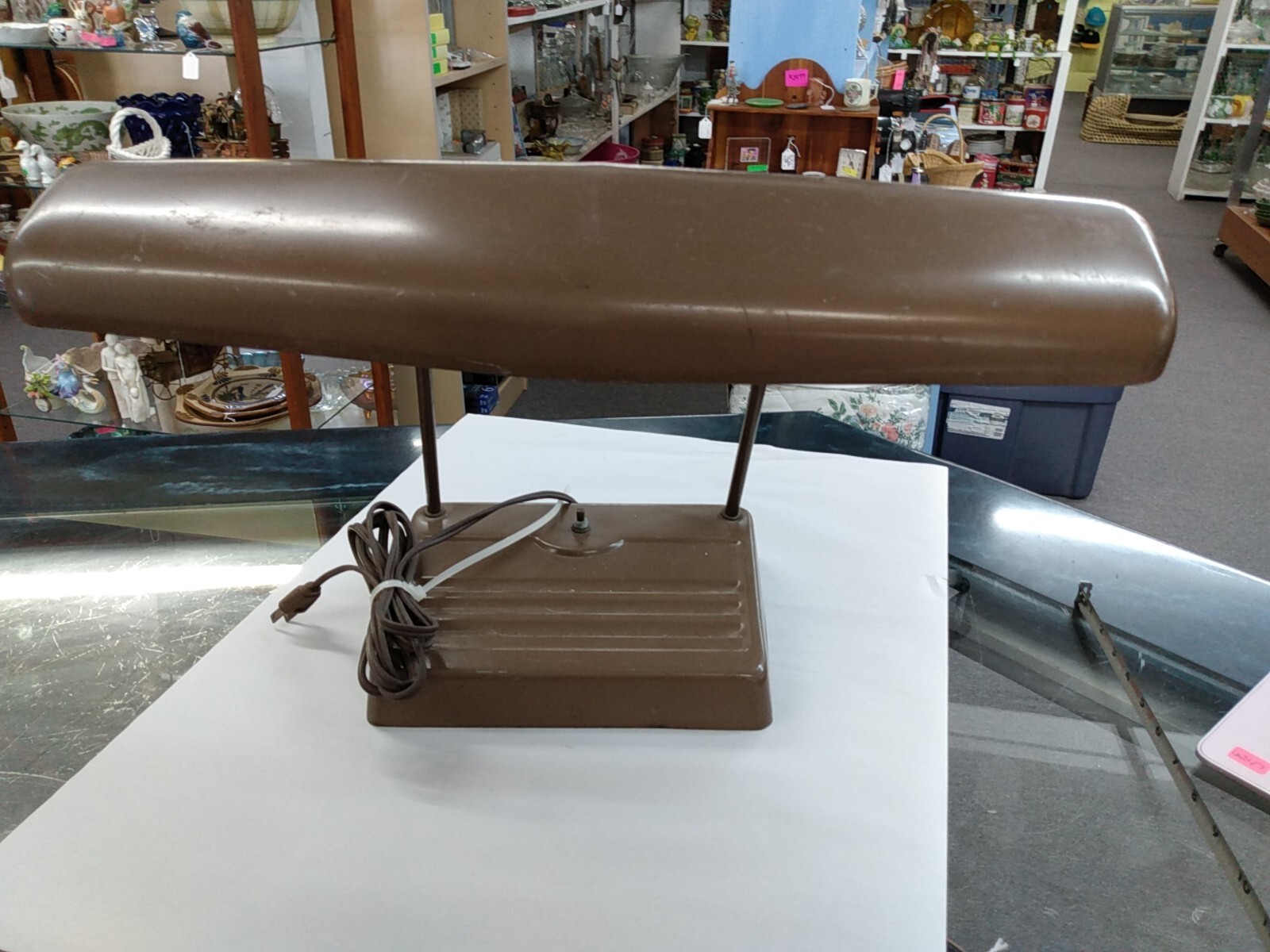 Vintage Mid-Century Industrial Brown Metal Portable Desk/Dra