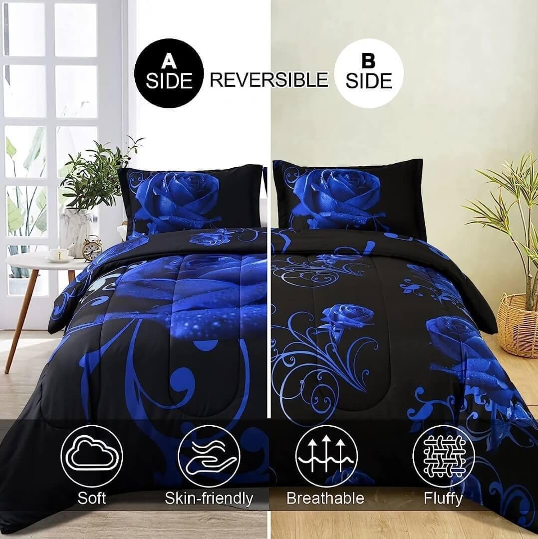 Blue Floral Comforter SetQuilt Set (3Pcs) eBay