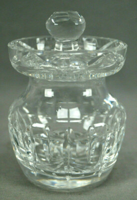 Signed Waterford Clear Cut Crystal Crosses & Lines Giftware Honey Jar