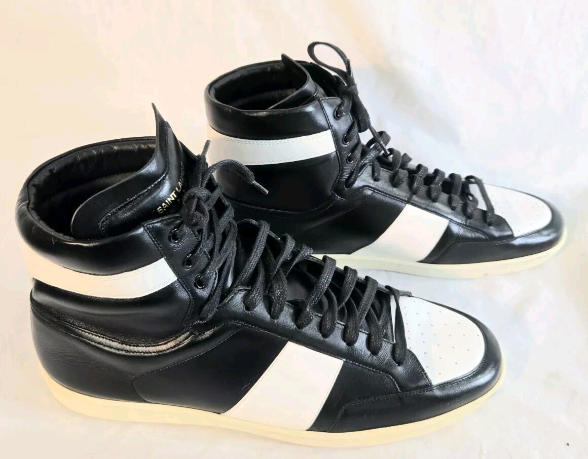 *Sneaker alte Saint Laurent Signature SL 10H in pelle da uomo taglia 50 usate in ottime condizioni