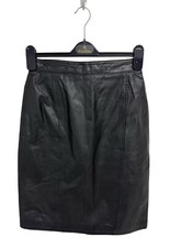 Vintage Pelle Cuir Women's 100 Leather Black Short Pencil Skirt Size 10