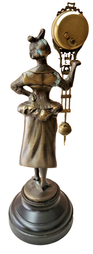 Unusual Variant Barmaid Mystery Swinger Brass Statue Clock - Bild 8 von 9