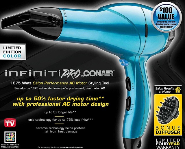 Conair Infiniti Pro 1875 Watt Salon Performance Hair Dryer Ionic