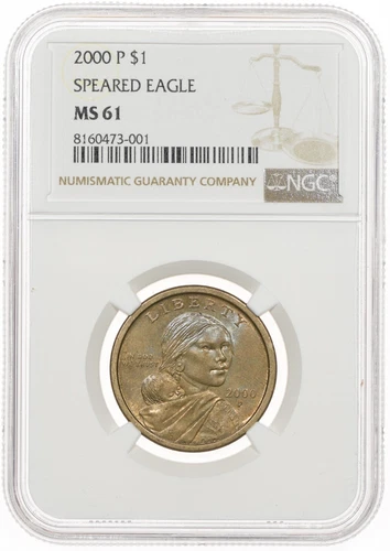 2000-P SAC$1 NGC MS61 Speared Eagle FS-901 Sacagawea Dollar Wounded Toned!