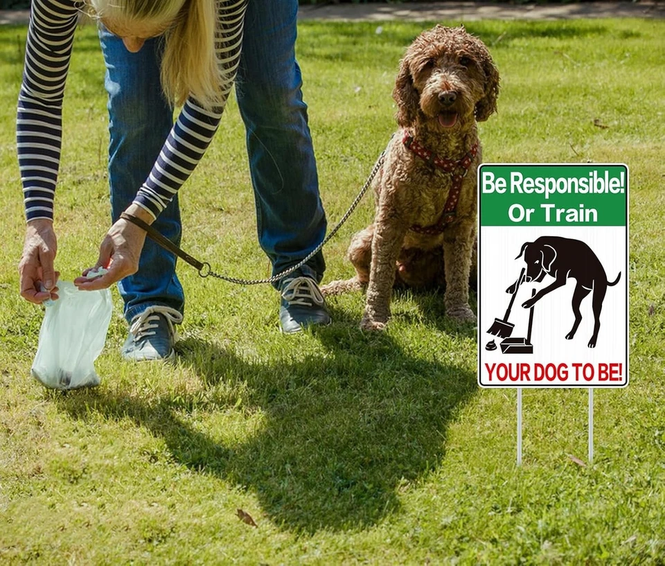 No Pooping Dog Sign - 8"x12" Please Clean Up After Your Dog Double Sided Yard - Image 4 of 4