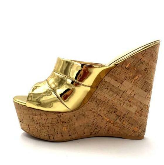 PANTOFOLA D’ORO Sandali alla moda donna zeppa di sughero alta piattaforma slide tacchi alti pantofole scarpe