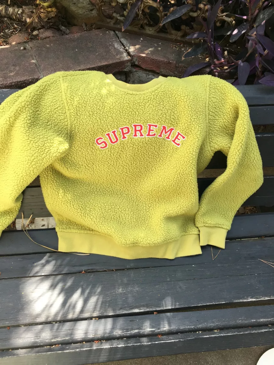 Supreme sulphur green Polartec Deep Pile Crewneck EUC | eBay